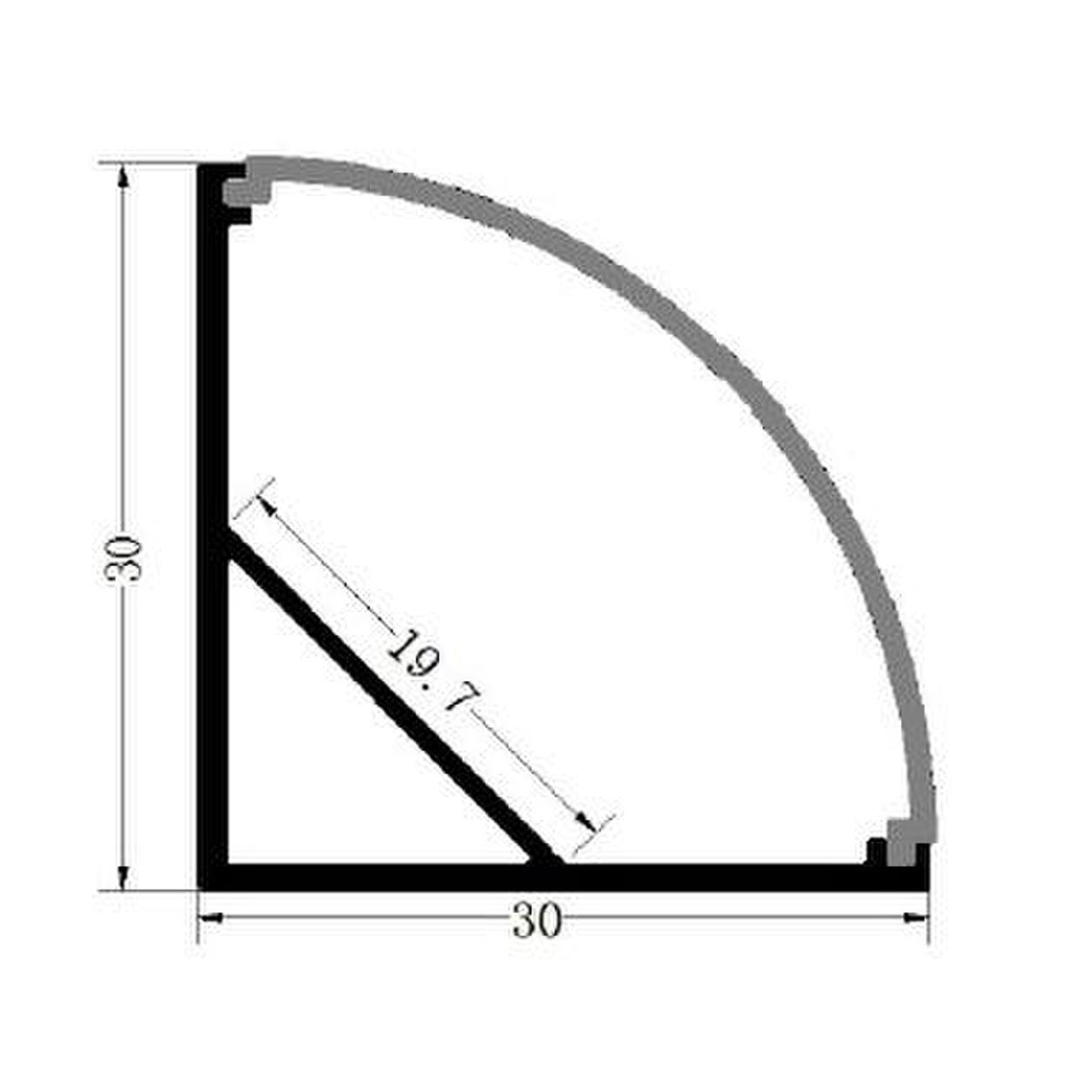 Alu. Profile Corner Set: LC-3030  L=2m Black