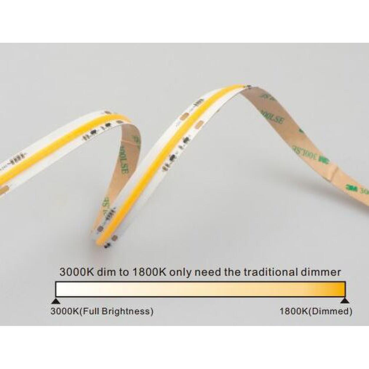 LED Strip COB 10mm 24V 15W Dim To Warm IP20 