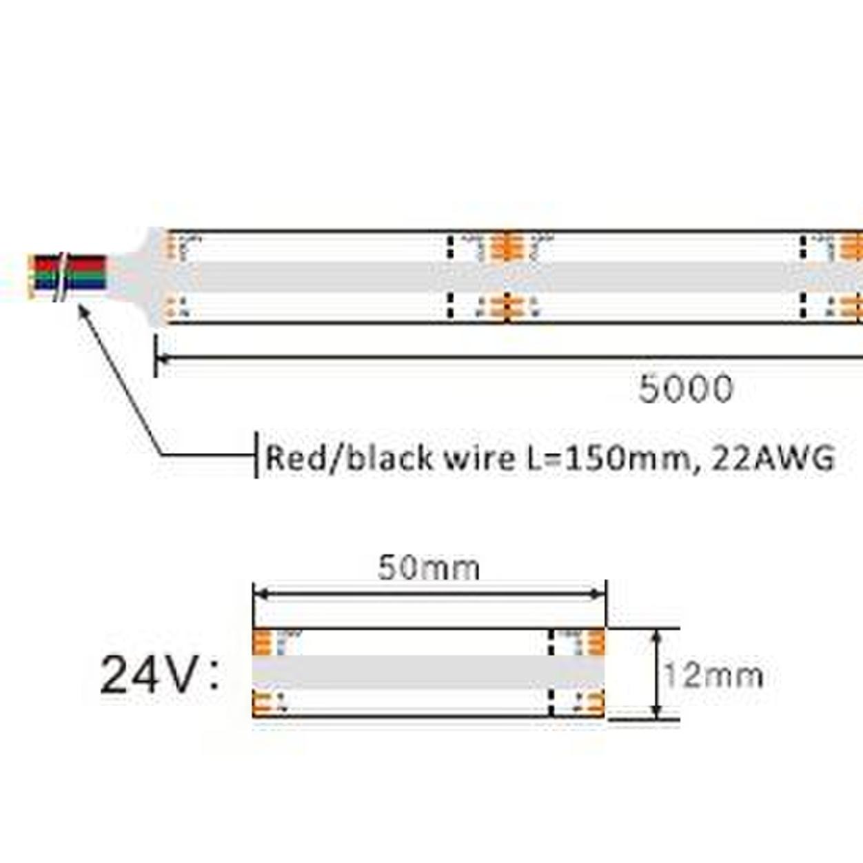 LED Strip COB RGB+W(2700K) 12mm IP20 Rol/5m