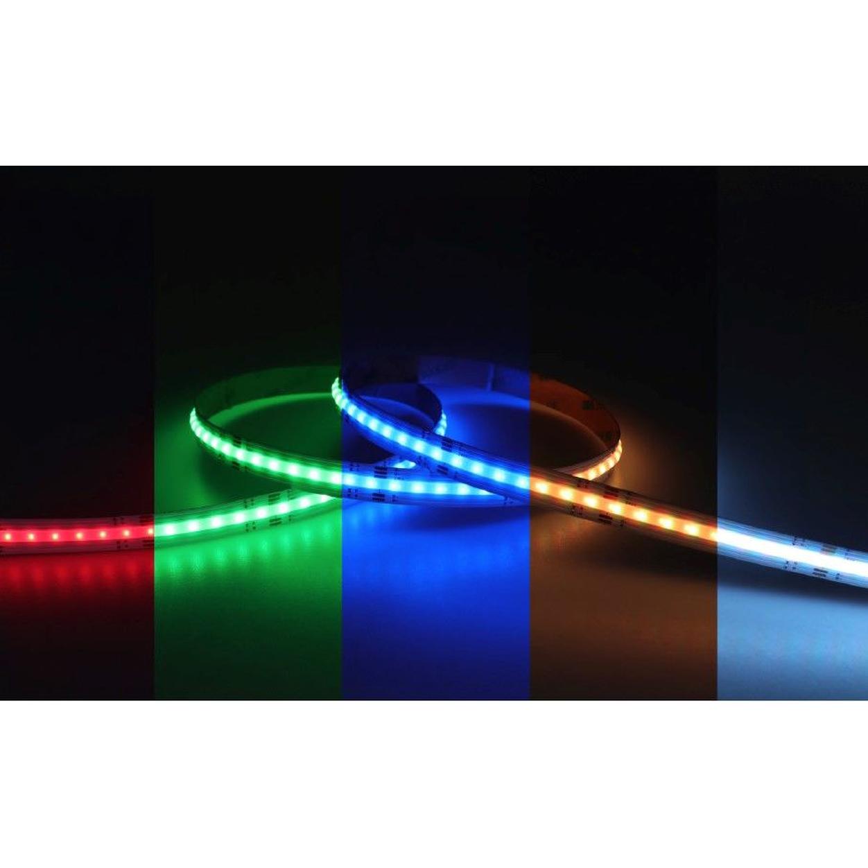 LED Strip COB 12,2mm 24V 16W RGB+W=3000K IP65H 5m/rol