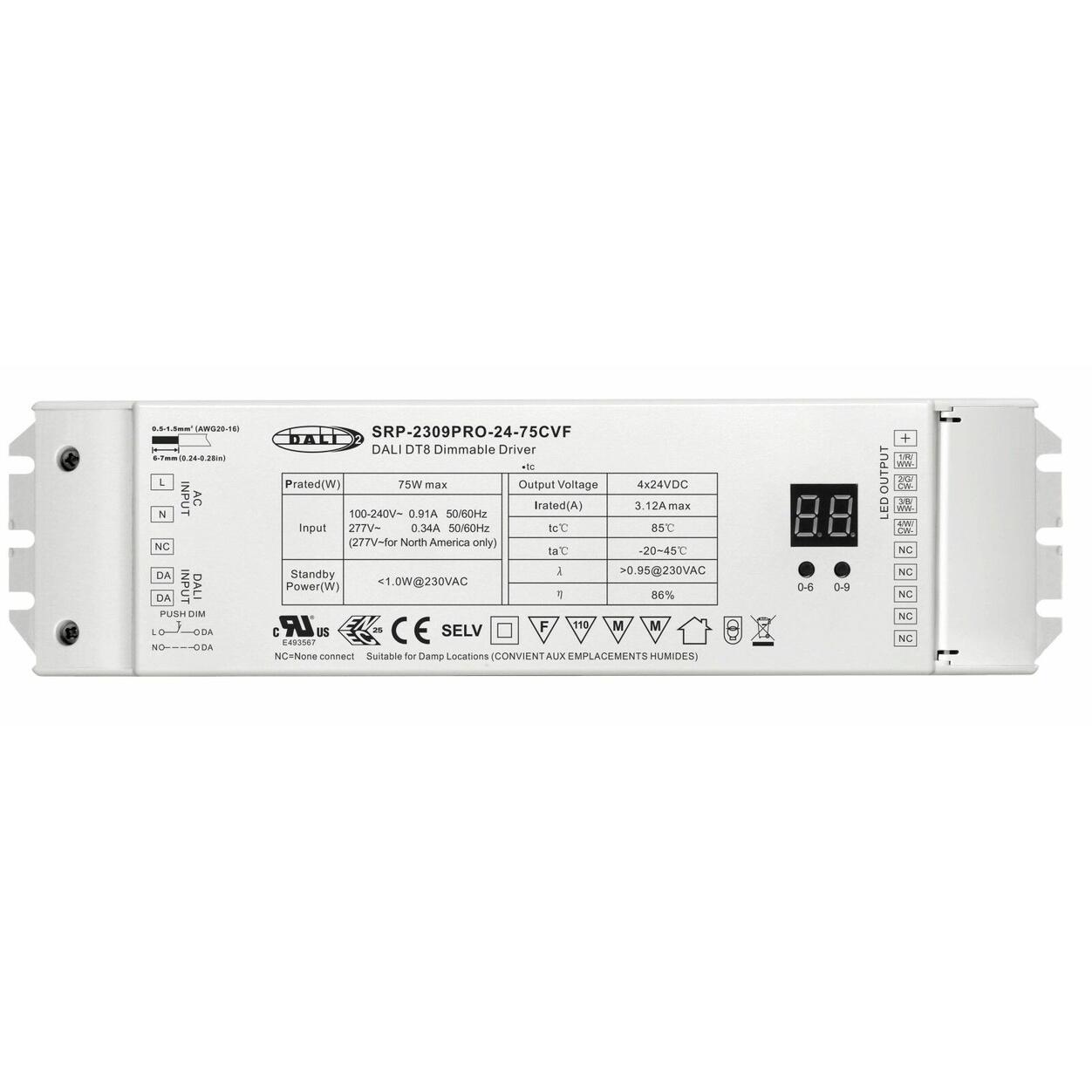 4Ch. Dali DT8 75W LED-Strip Driver