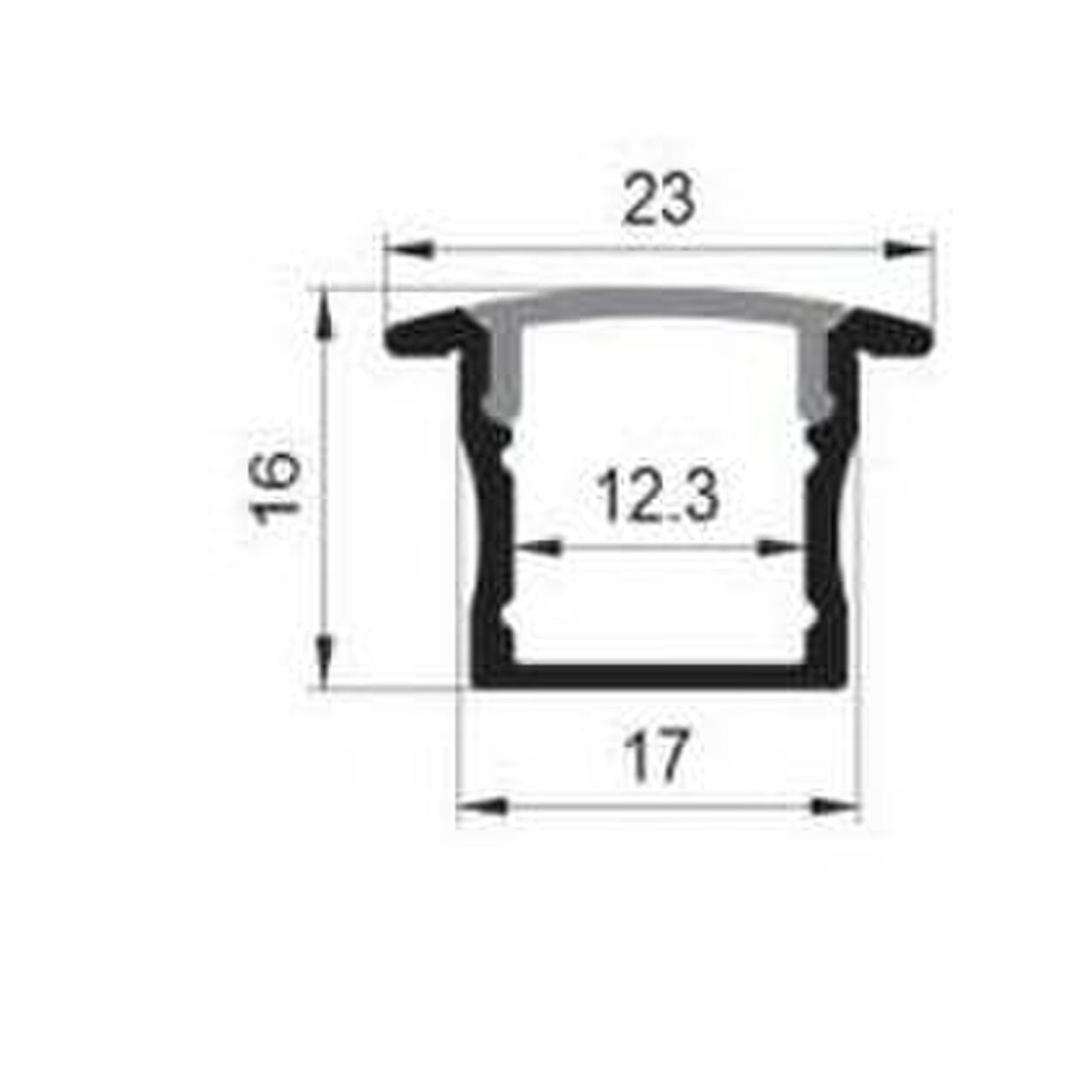 Alu. Profile Recessed SET LE2515B 2,5m Black