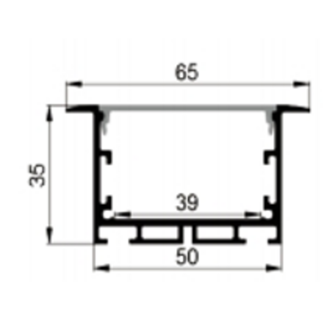 Alu. Profile Recessed SET LE5035 2,5m Silver