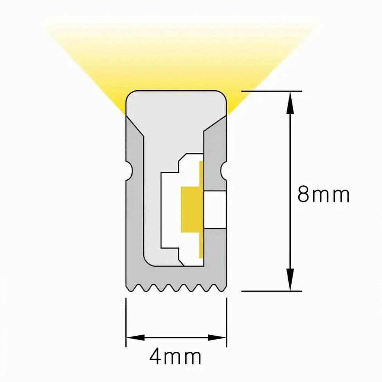 Silicone Neon Flex Side View 4x8mm 6W 3000K