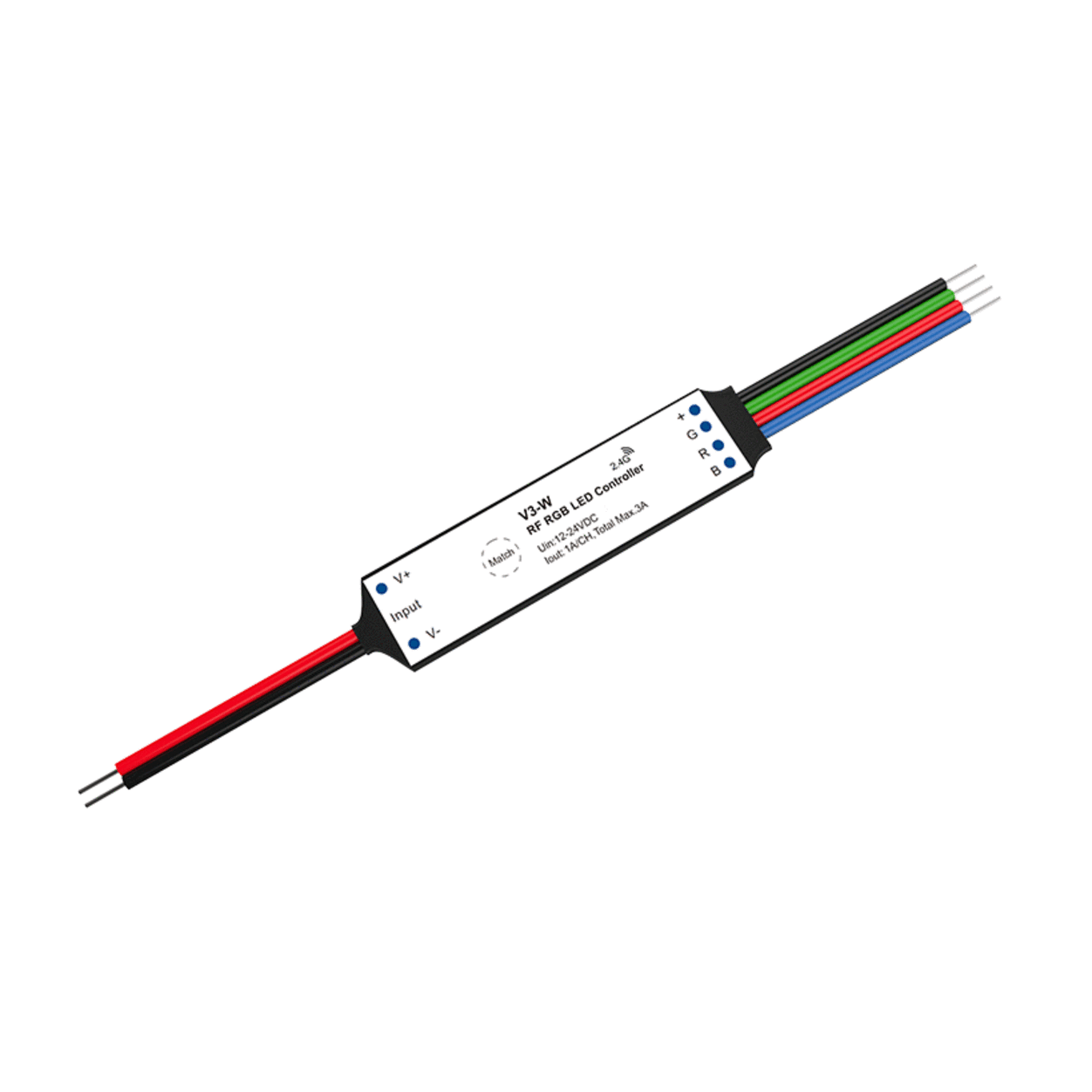 Mini 3CH RF Controller 12-24VDC RGB LEDs