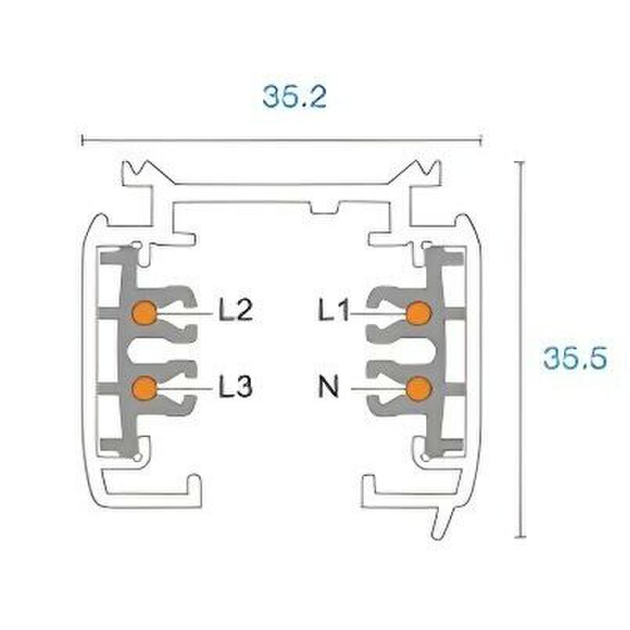 3 fase Rail 220V Black 3000x35x36mm